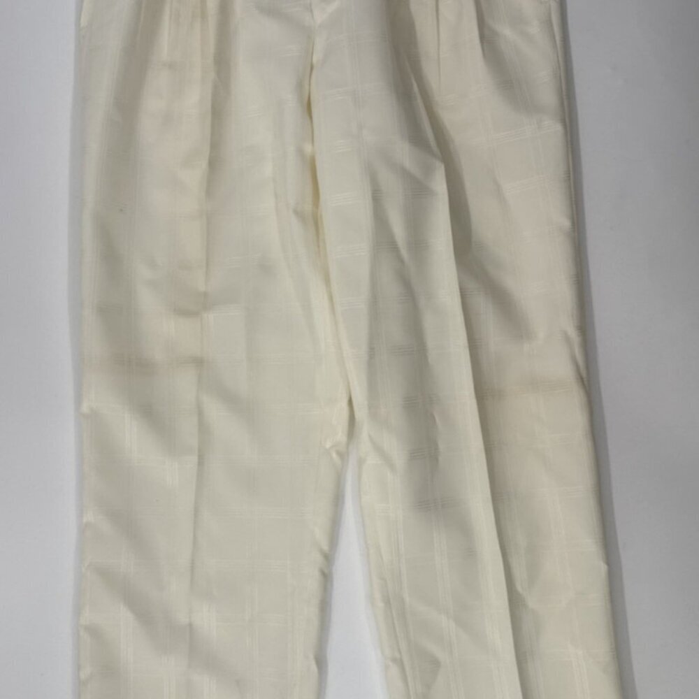 Bergati Dress Slacks Mens 42 Ivory Trousers Cuffed Pleated Wide Leg 42x35 NEW
